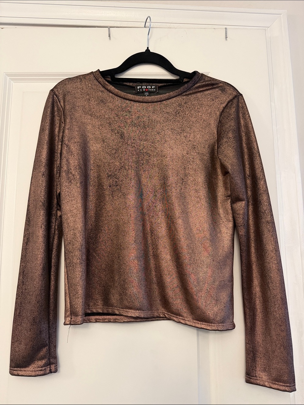 POOF Metallic Bronze Long Sleeve Top
